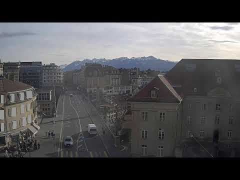 Live Cam Stream Lausanne Pont Bessieres and the Swiss Alps